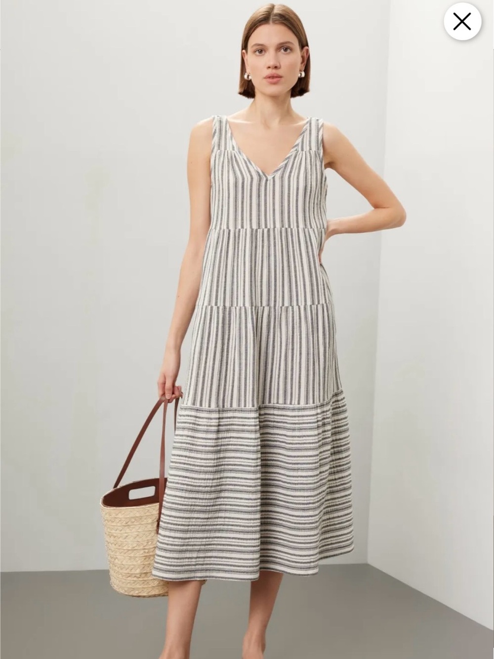 Marine Layer Corinne Striped Cotton Maxi Dress